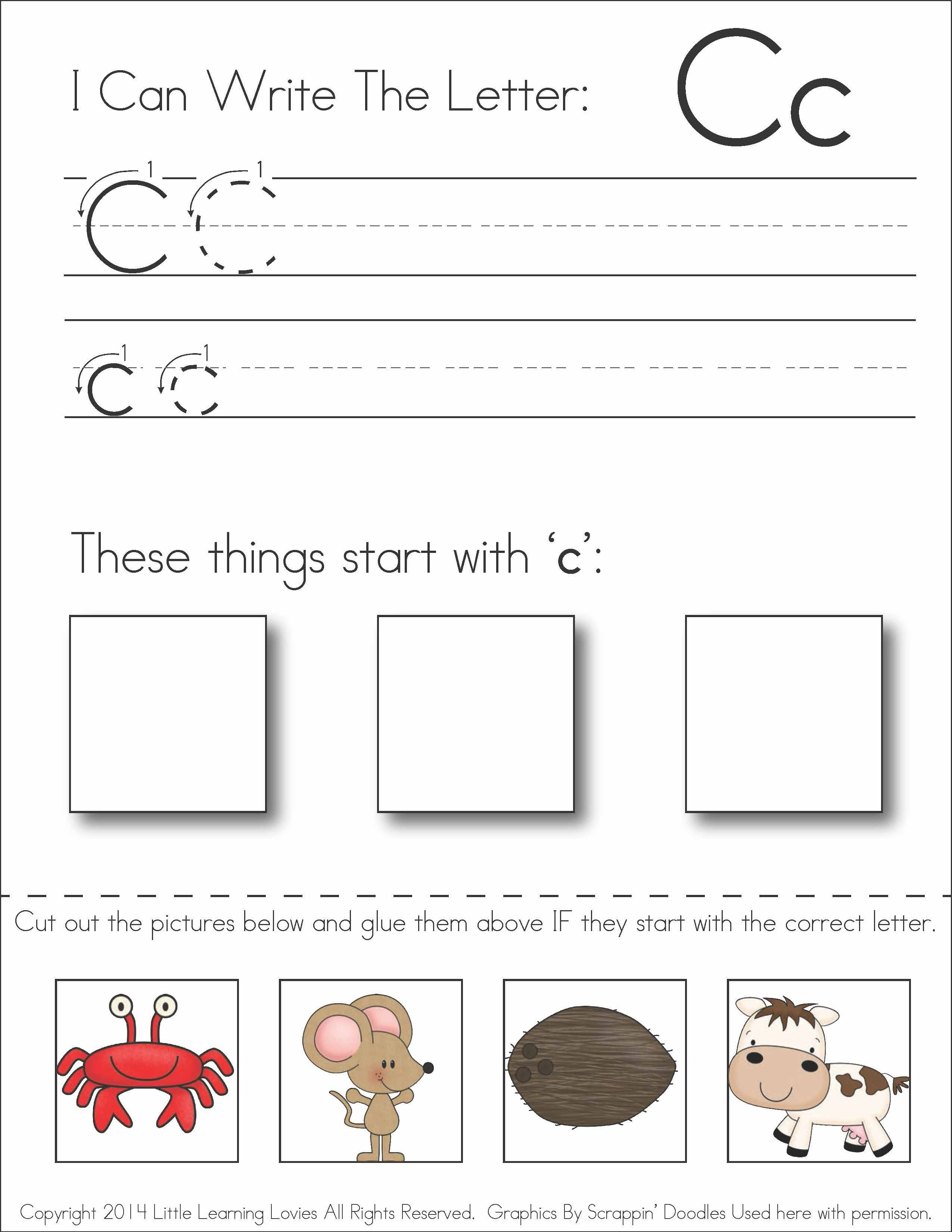 Subscriber Exclusive Freebie} - Letter C: Write, Cut &amp;amp; Paste - Free Printable Preschool Worksheets Letter C