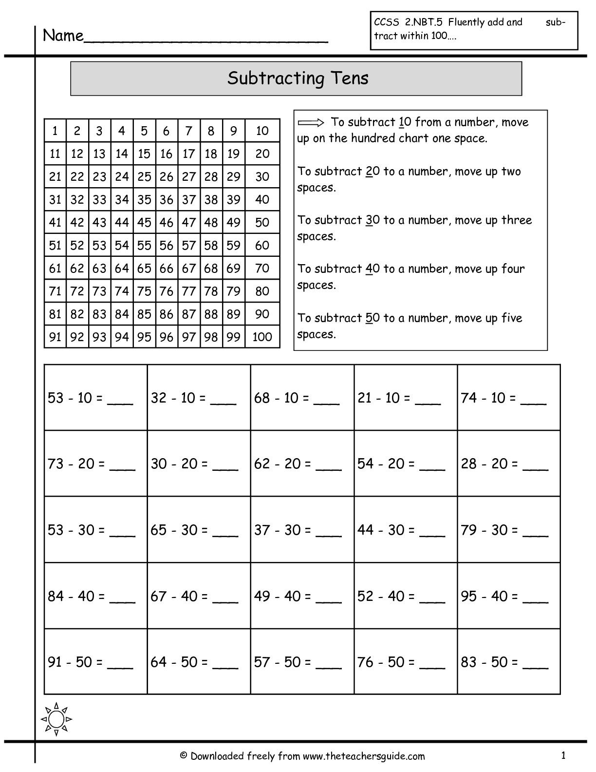 Subtract Tens Worksheet | Math | Pinterest | Addition Worksheets - Free Printable Number Line To 30