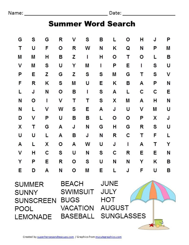 Summer Word Search Free Printable - Free Printable Summer Pictures