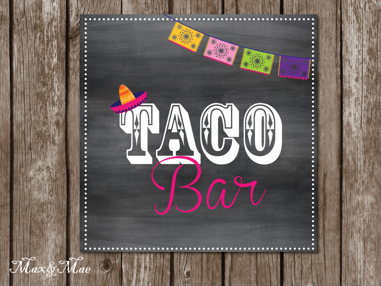 Taco Bar Sign Fiesta Party Posters Hot And Mild Tags Taco | Etsy - Free Printable Taco Bar Signs