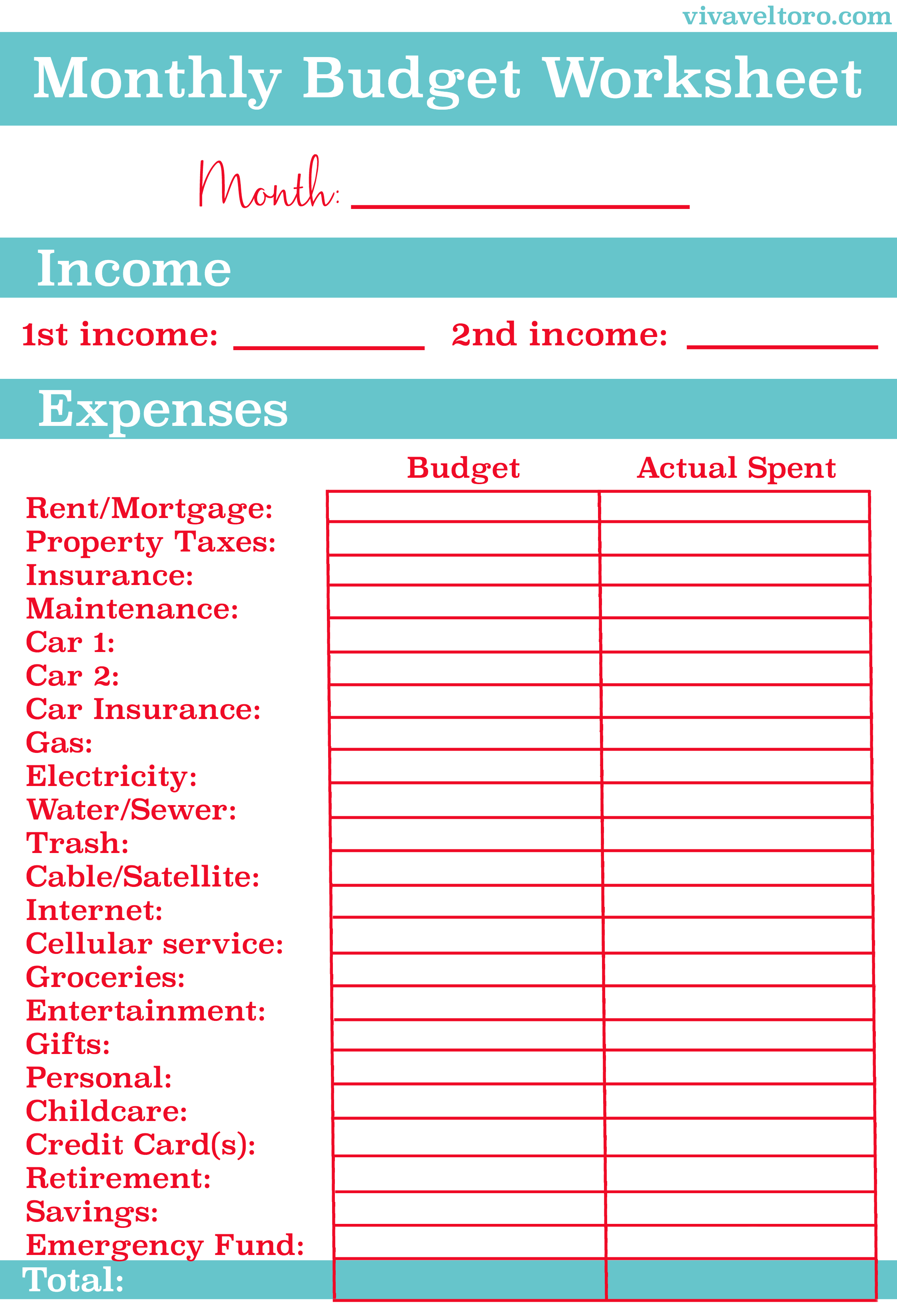 Take Control Of Your Personal Finances With This Free Printable For - Free Printable Budget Worksheets