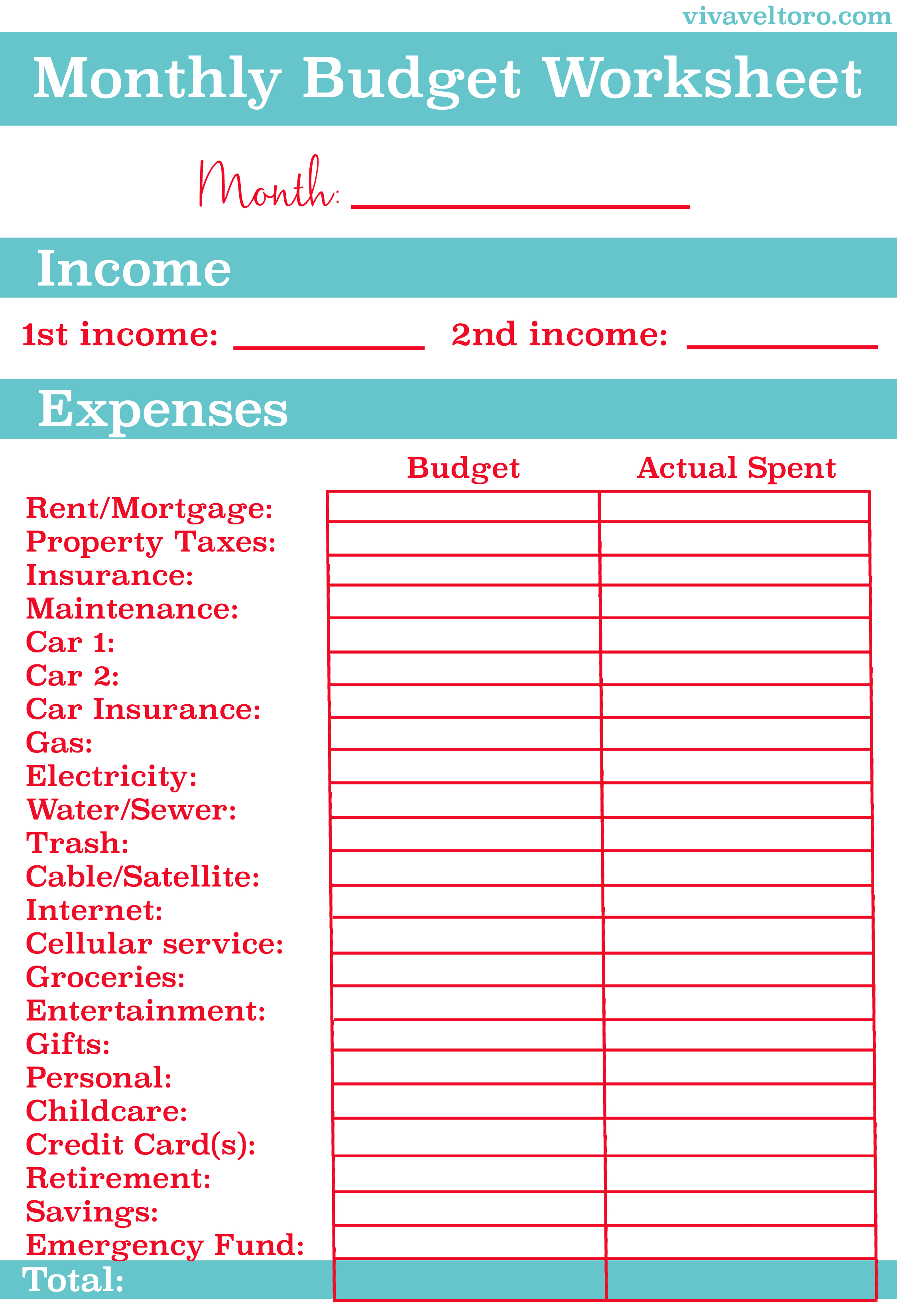 Take Control Of Your Personal Finances With This Free Printable For - Free Printable Finance Sheets