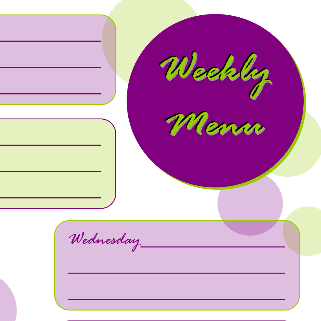 Taking Time To Create: Weekly Menu Planner {Free Printable} - Create A Menu Free Printable
