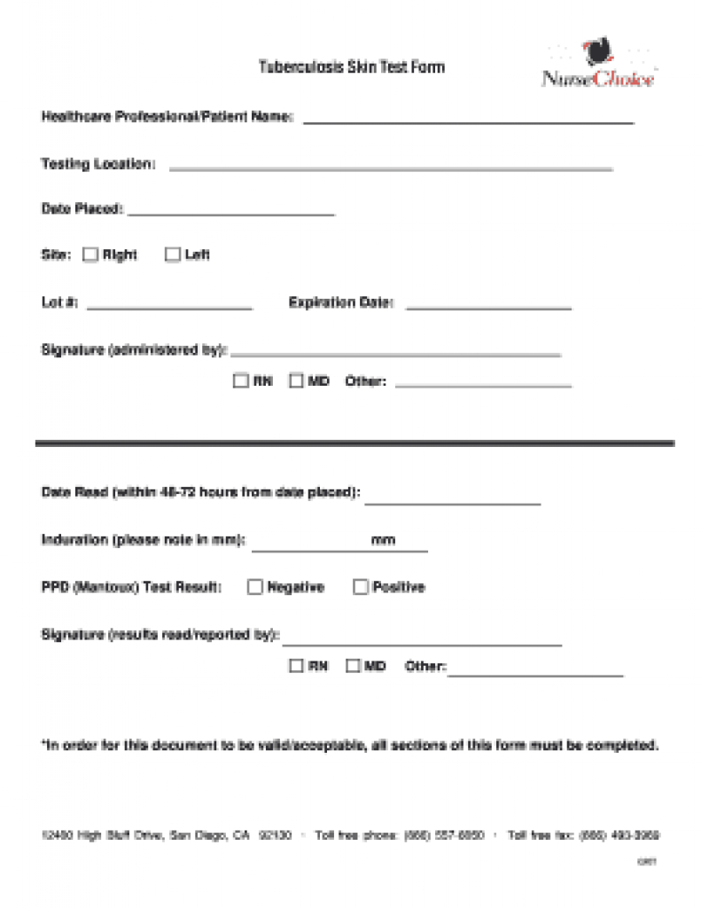 Tb Form Skin - Fill Online, Printable, Fillable, Blank | Pdffiller - Free Printable Tb Test Form