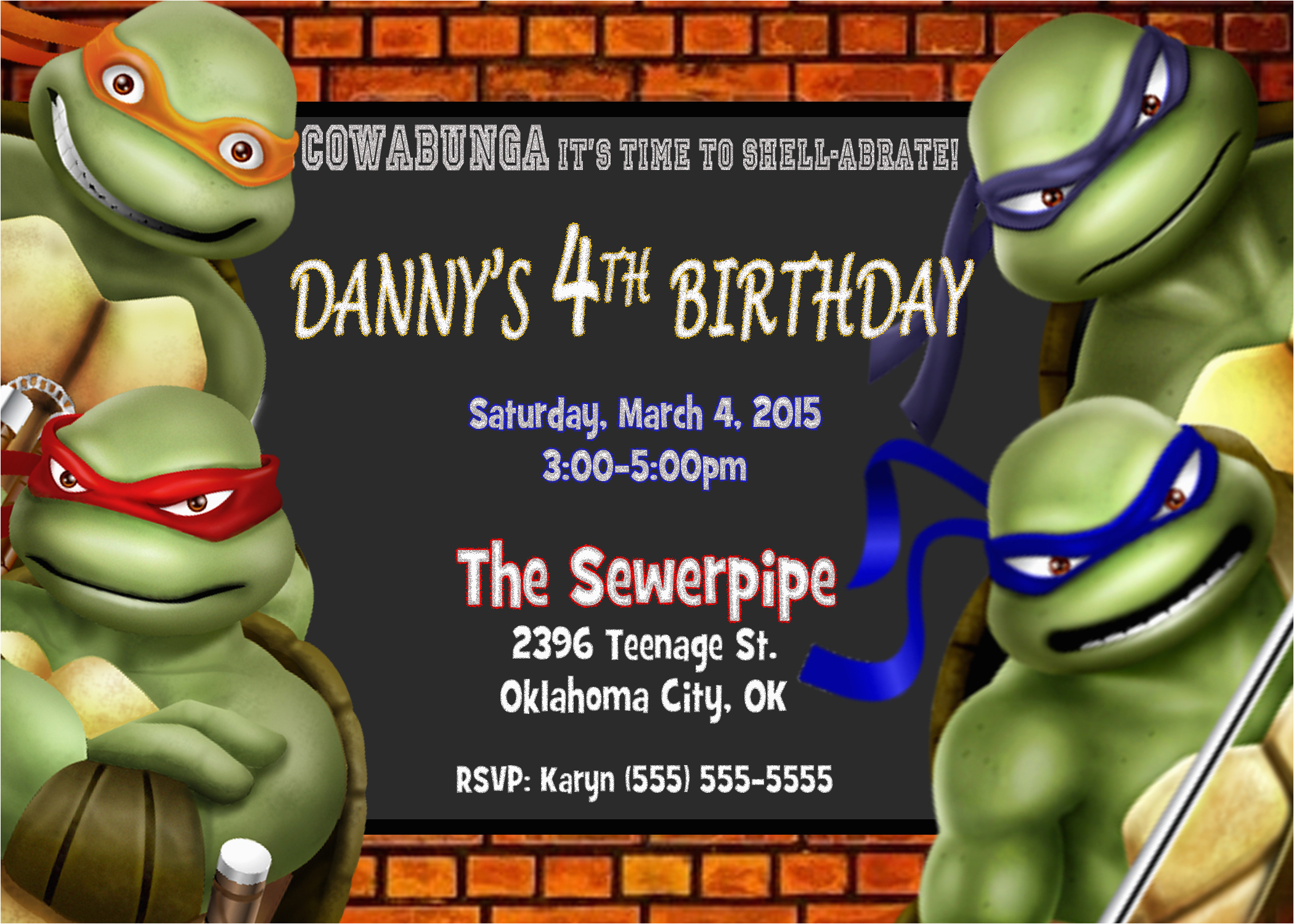 Teenage Mutant Ninja Turtles Birthday Invitations Free Teenage - Free Printable Tmnt Birthday Party Invitations