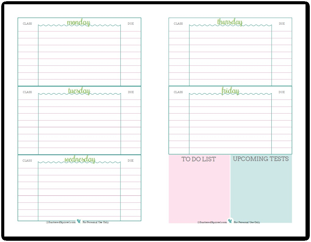 Template Student Planner Free Printable - Epp-Acp - Student Planner Template Free Printable