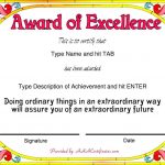 Template Word For Award Of Excellence With Colorful Flowers End The   Free Printable Certificates And Awards