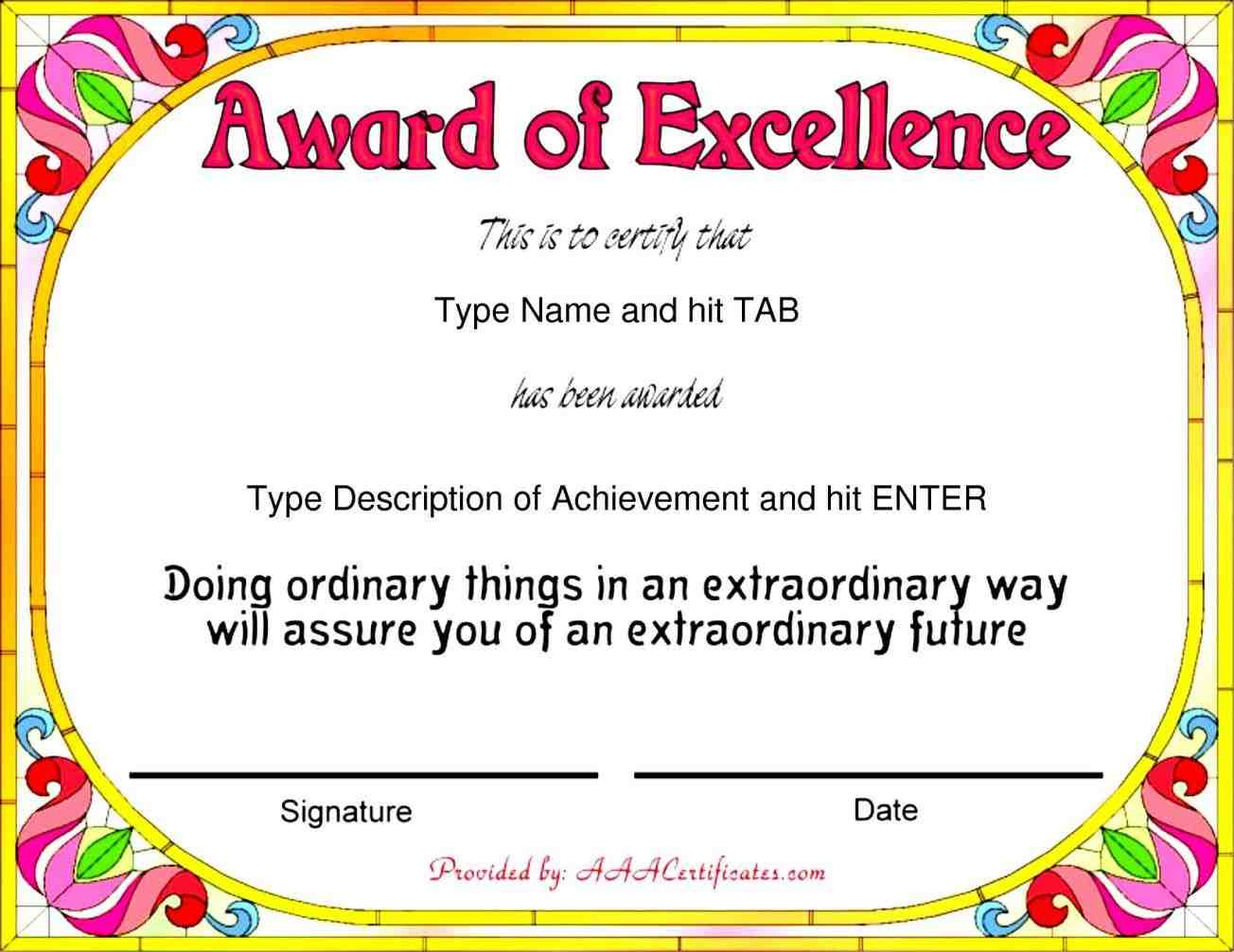 Template-Word-For-Award-Of-Excellence-With-Colorful-Flowers-End-The - Free Printable Certificates And Awards