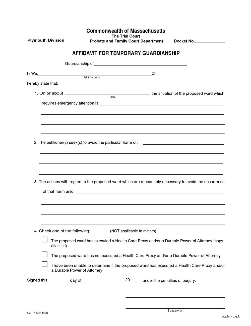 Temporary Custody Forms Texas | Papers And Forms - Free Printable Temporary Guardianship Form