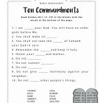Ten Commandments Worksheet For Kids   Free Printable Children&#039;s Bible Lessons Worksheets