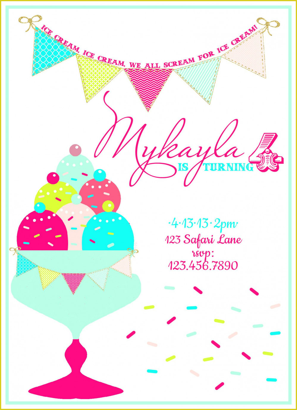 Terrific Ice Cream Birthday Invitations For Additional Free - Ice Cream Party Invitations Printable Free