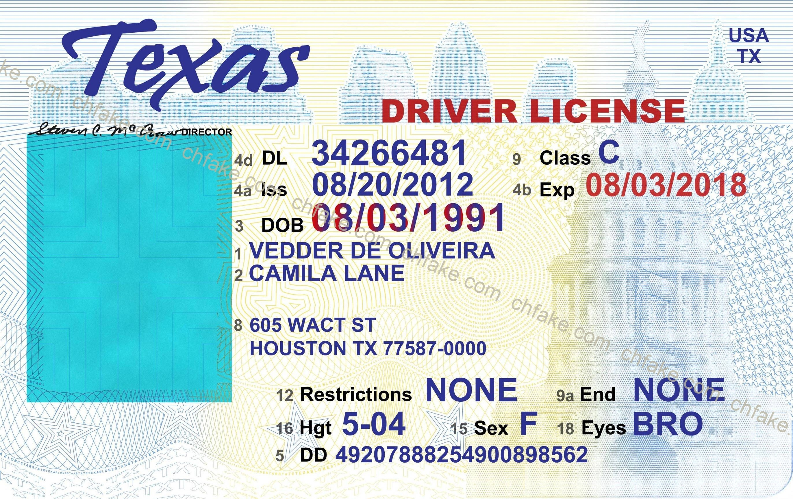 texas drivers license template free download