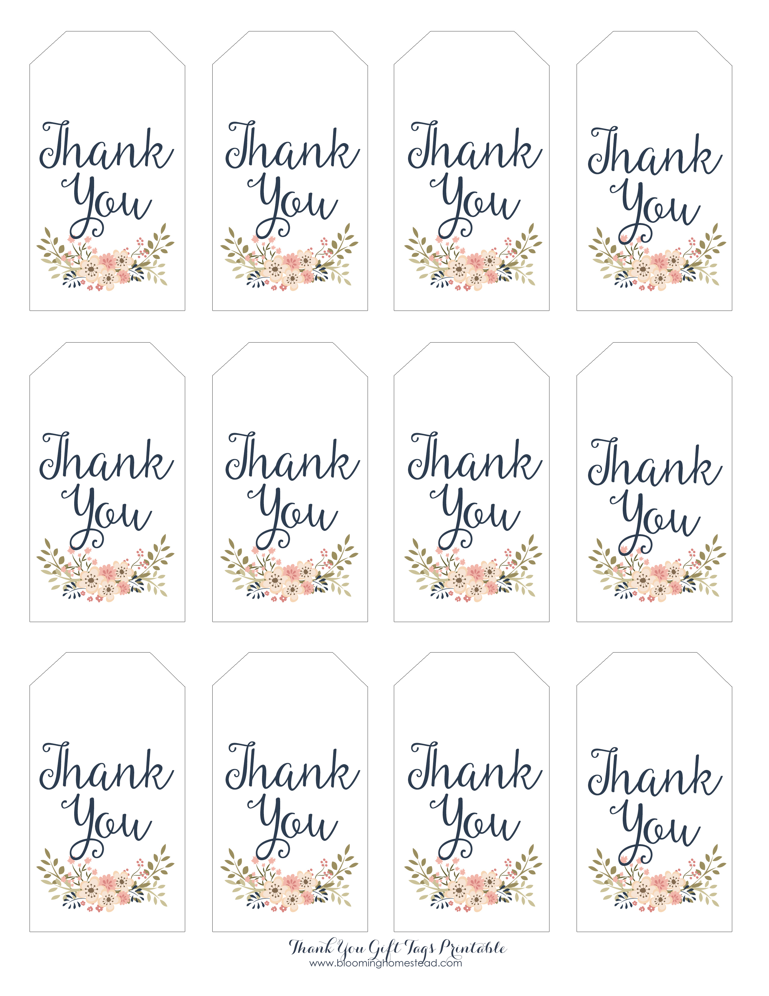 Thank You Gift Tags - Blooming Homestead - Free Printable Thank You Tags