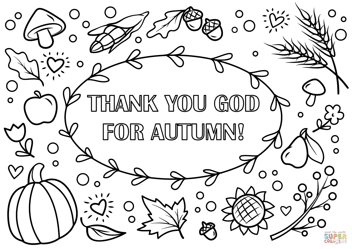 Thank You God For Autumn! Coloring Page | Free Printable Coloring Pages - Free Printable Fall Harvest Coloring Pages