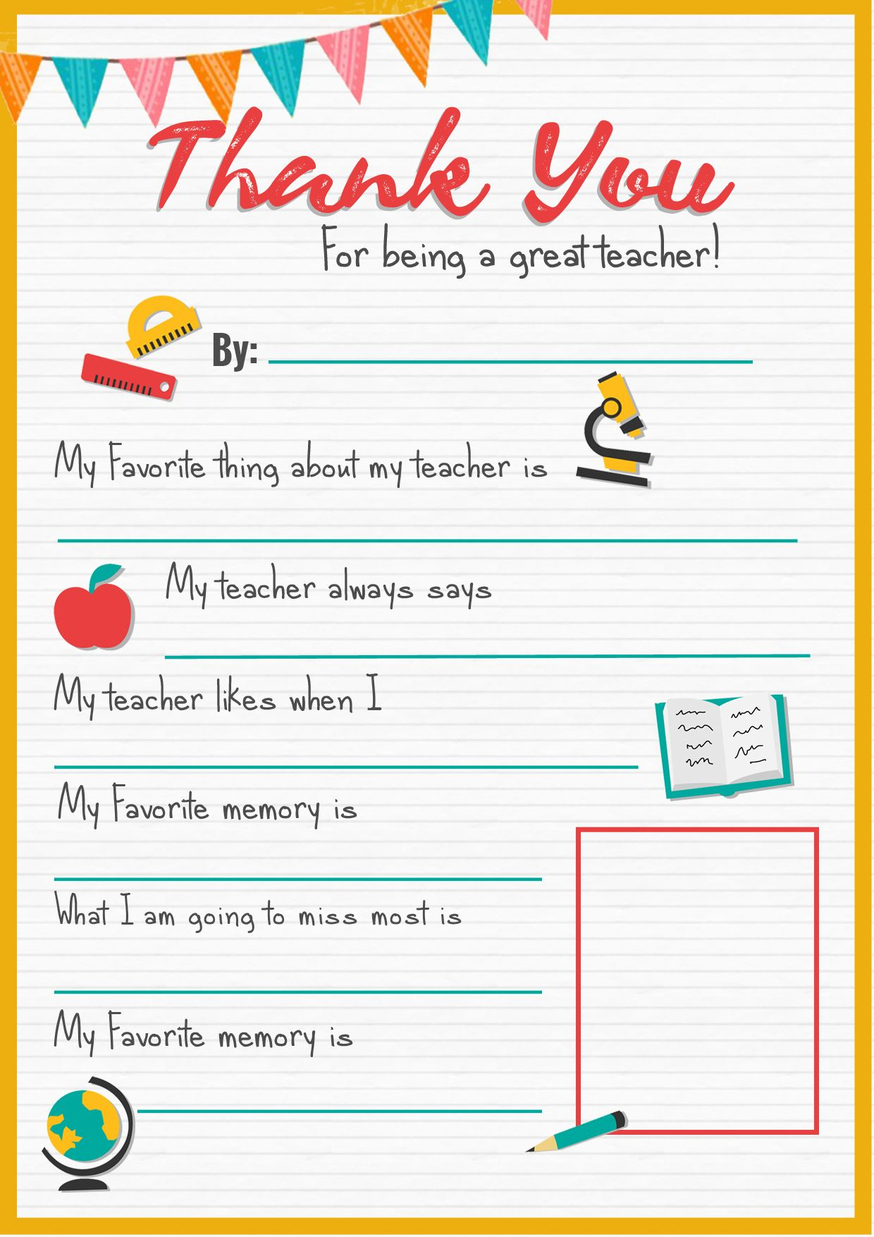 Thank You Teacher - A Free Printable | Stay At Home Mum | Teacher - All About My Teacher Free Printable