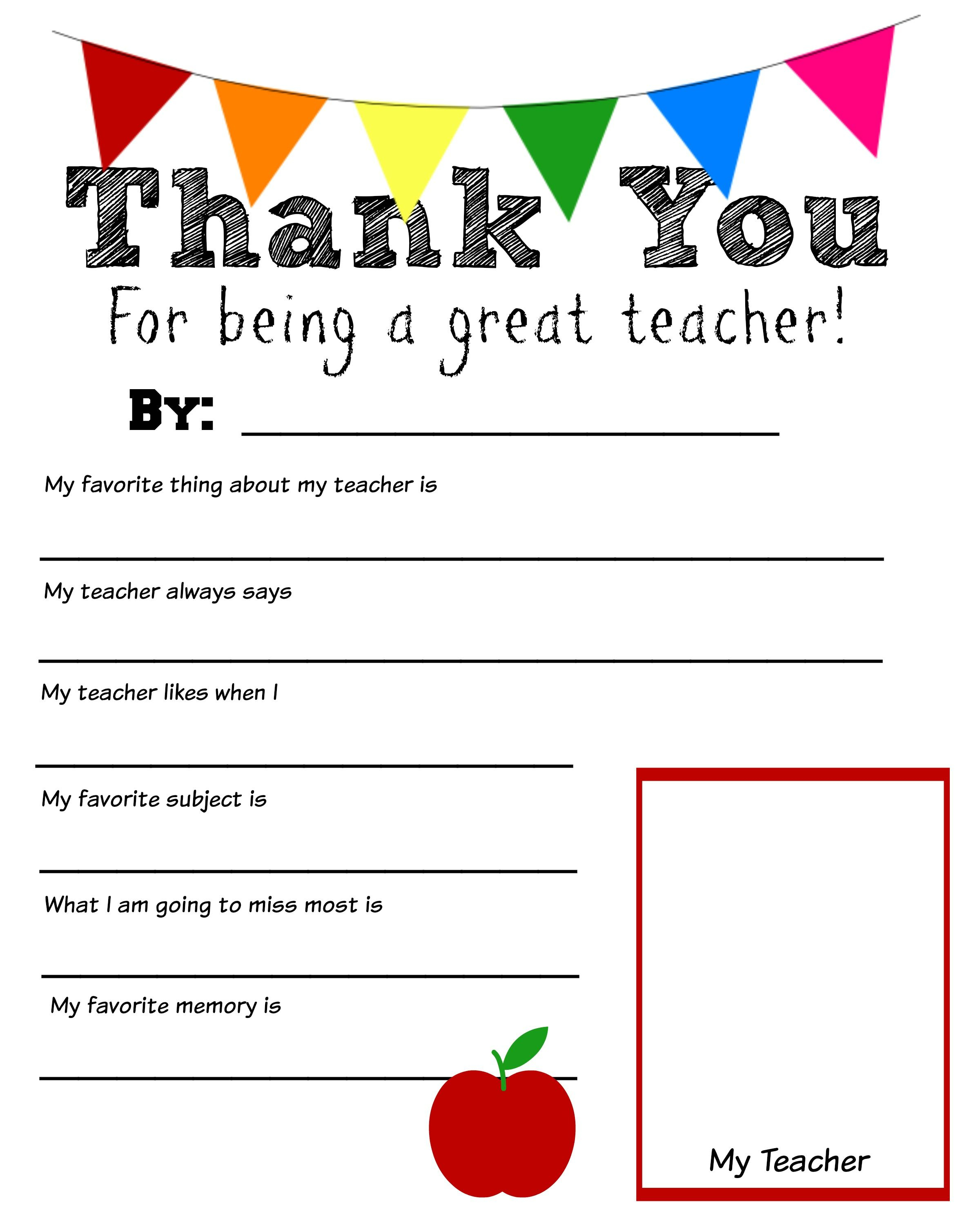 Thank You Teacher Free Printable | School Days | Pinterest | Teacher - Free Printable Teacher Appreciation Cards To Color