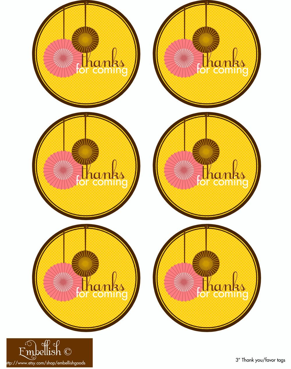 Thanks For Coming Free Printable Tags | Birthday Treats | Party - Thank You For Coming Free Printable Tags