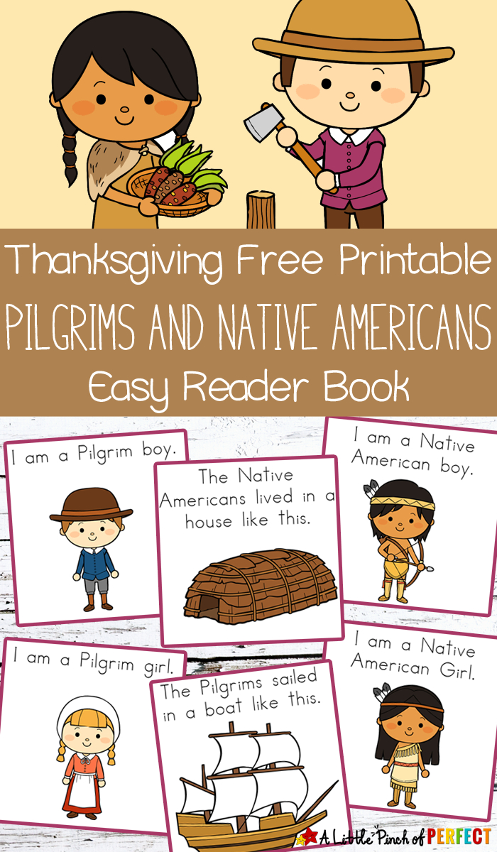 Thanksgiving Free Printable Easy Reader Book: Pilgrims And Native - Free Thanksgiving Mini Book Printable