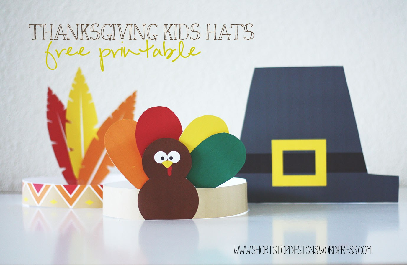 Thanksgiving Kids Hats – Free Printables – Short Stop Designs - Free Printable Pilgrim Hat Pattern