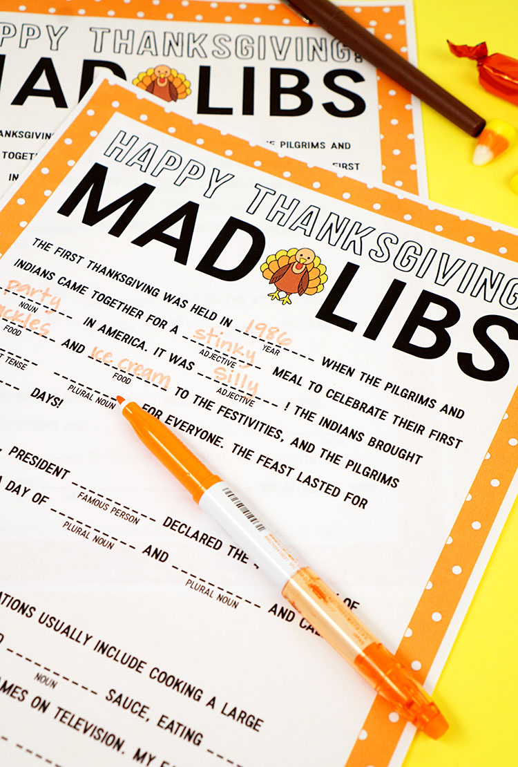 Thanksgiving Mad Libs Printable Game - Happiness Is Homemade - Free Printable Thanksgiving Mad Libs