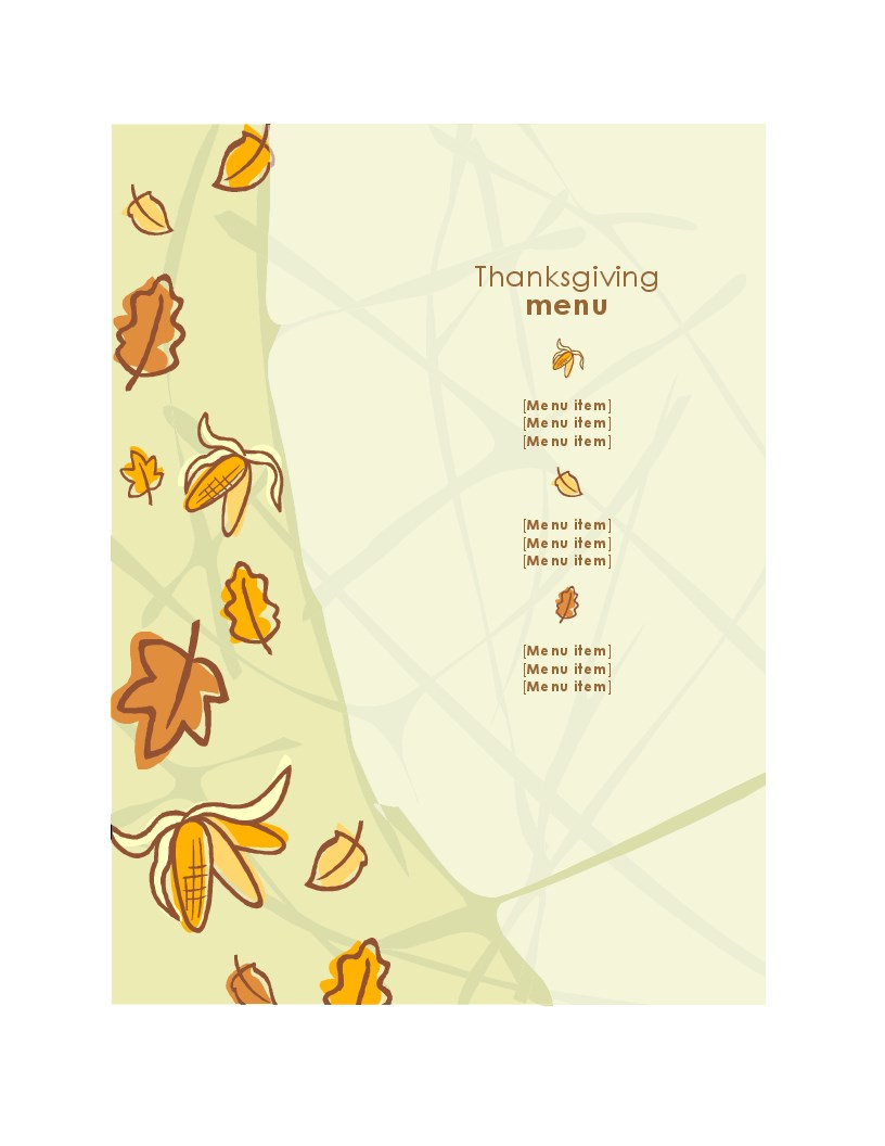 Thanksgiving Menu - Free Printable Thanksgiving Menu Template