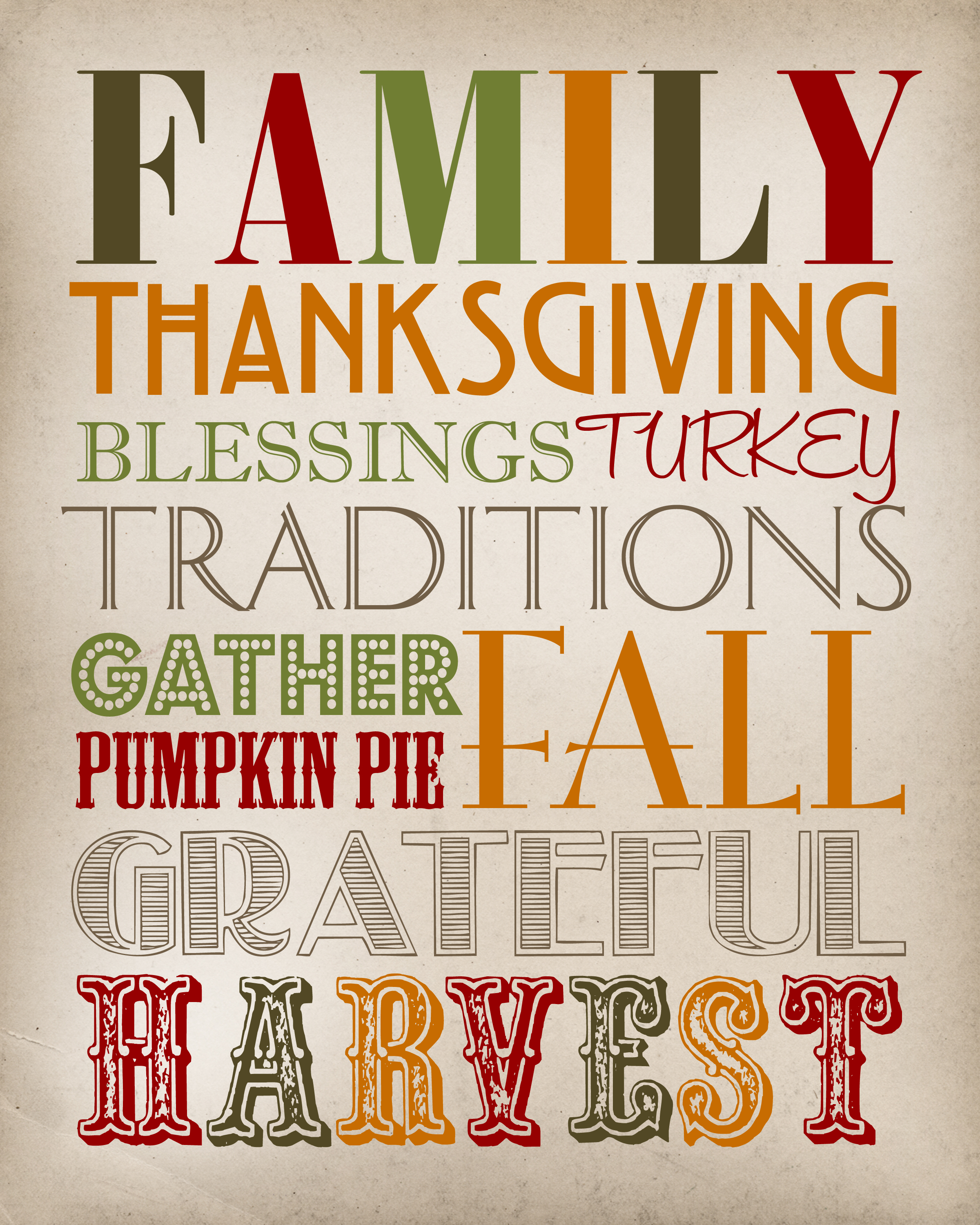 Thanksgiving Subway Art - Thanksgiving Printable - Free Printable Subway Art Template