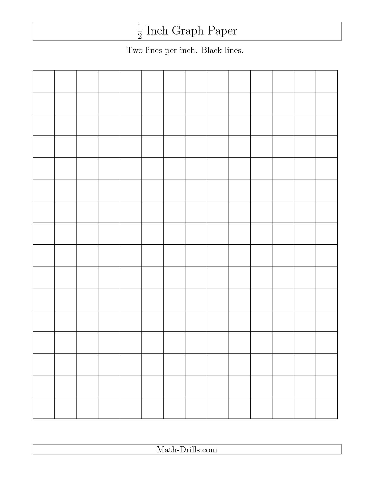 The 1/2 Inch Graph Paper With Black Lines (A) Math Worksheet From - Half Inch Grid Paper Free Printable