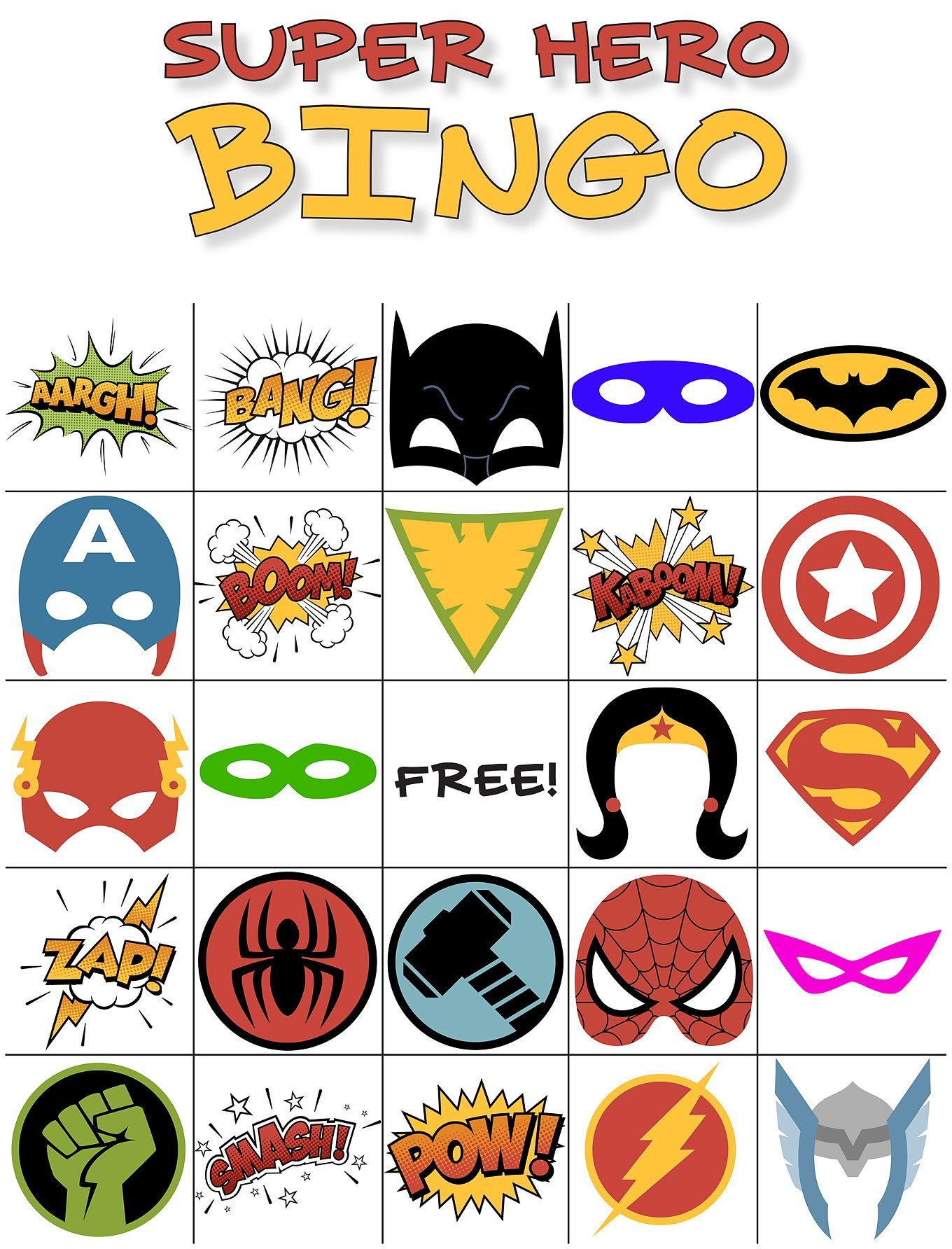 The Best Free Printable Superhero Bingo Game | Super Hero Lovers - Superhero Name Tags Free Printable
