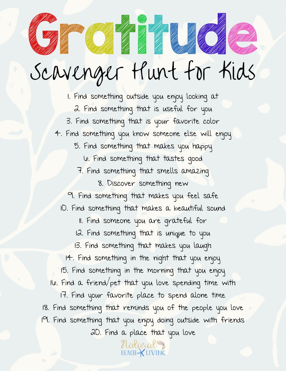 The Best Gratitude Scavenger Hunt For Kids And Adults - Natural - Free Printable Treasure Hunt Games
