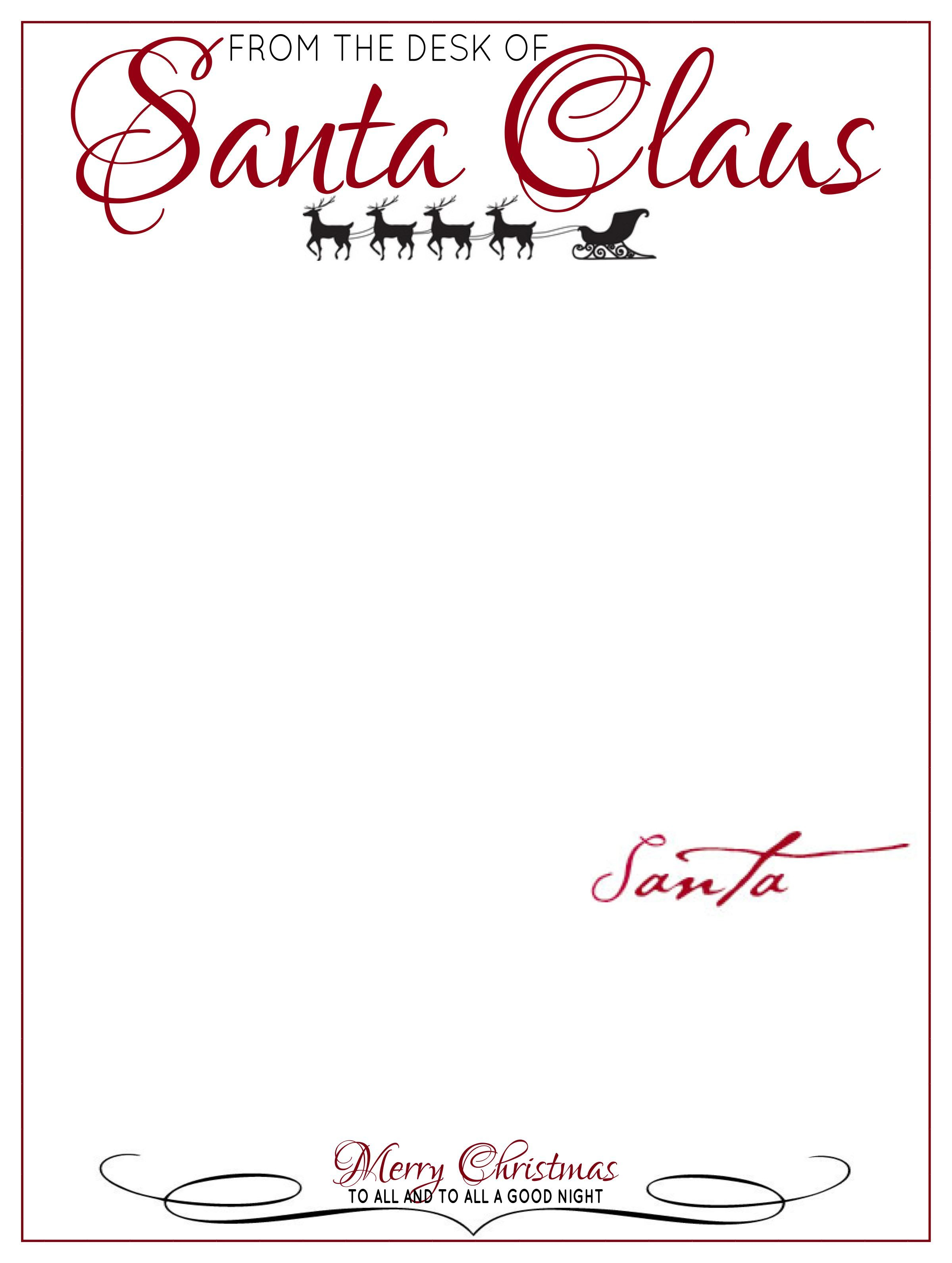 The Desk Of Letter Head From Santa Claus | Elf On The Shelf - Free Printable Letter From Santa Template