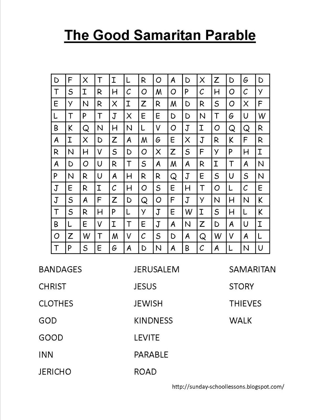 The Good Samaritan Crossword Puzzle (Free Printable) - Parables - Free Printable Sunday School Lessons For Kids