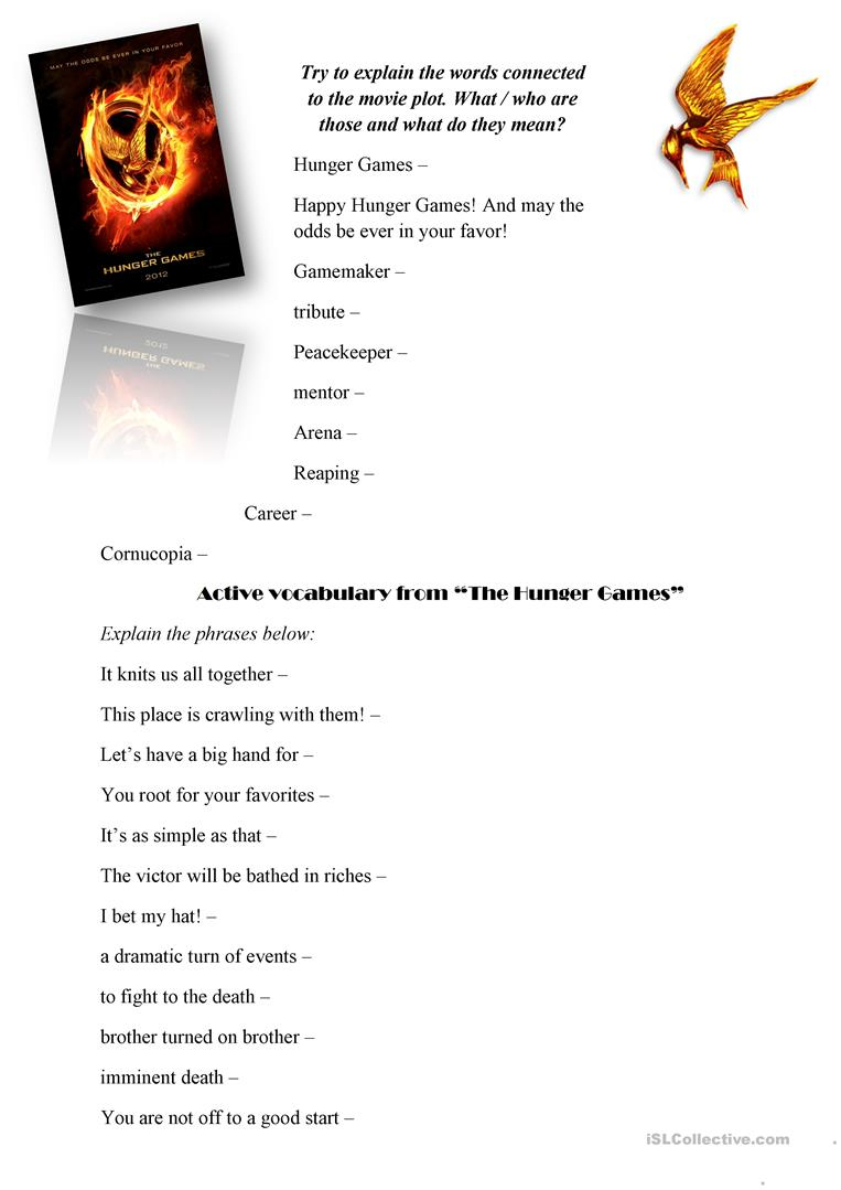 The Hunger Games (Movie Worksheet) Worksheet - Free Esl Printable - Hunger Games Free Printable Worksheets