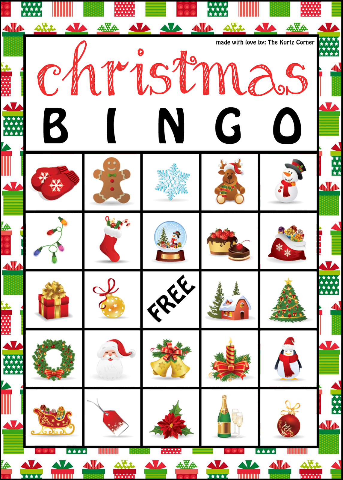 The Kurtz Corner: Free Printable Christmas Bingo Cards | Winter / X - Free Bingo Patterns Printable