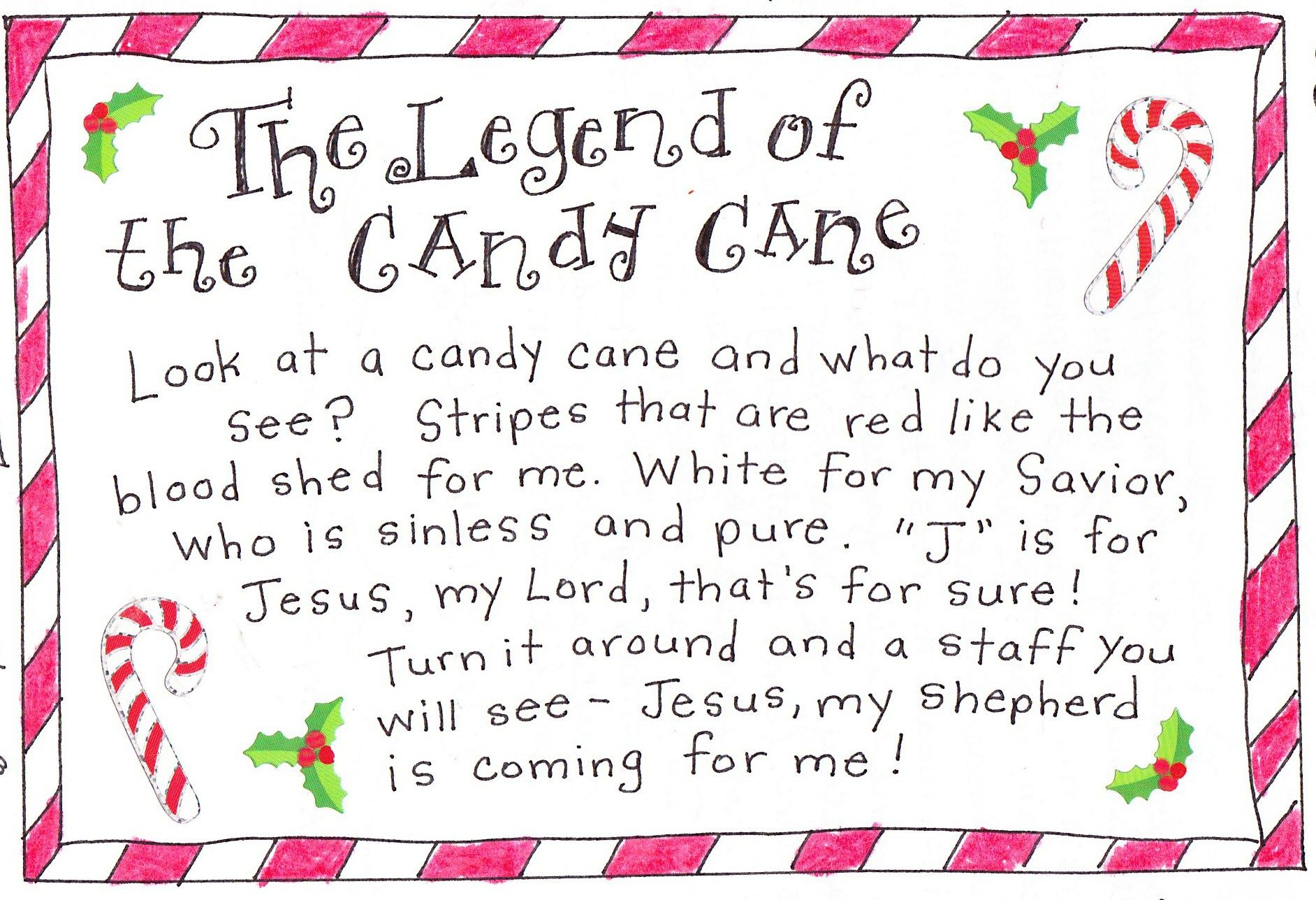 The Legend Of The Candy Cane - Free Printable | Christmas - Free Printable Candy Cane Poem