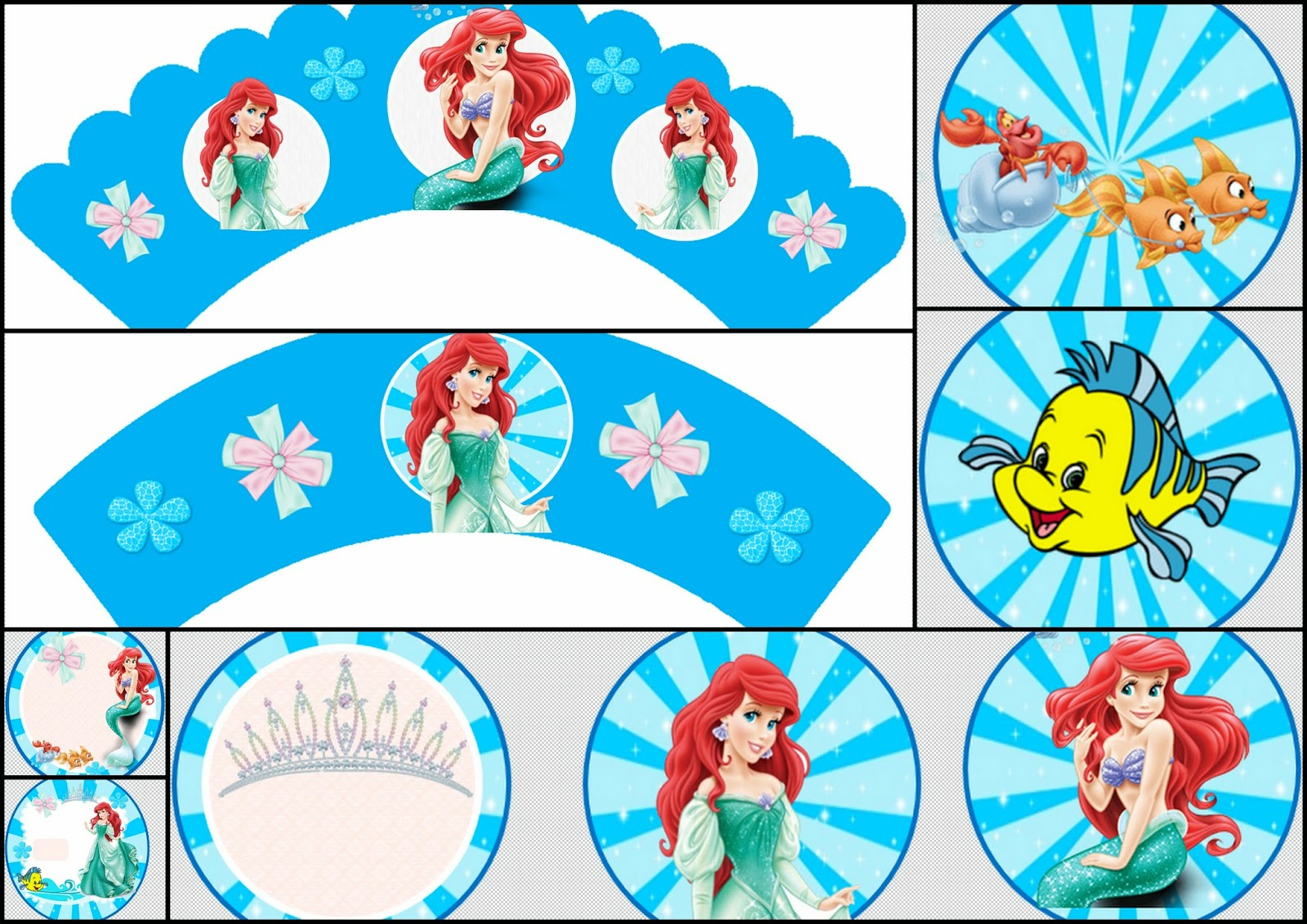 The Little Mermaid: Free Printable Toppers And Wrappers. | Oh My - Free Printable Mermaid Cupcake Toppers