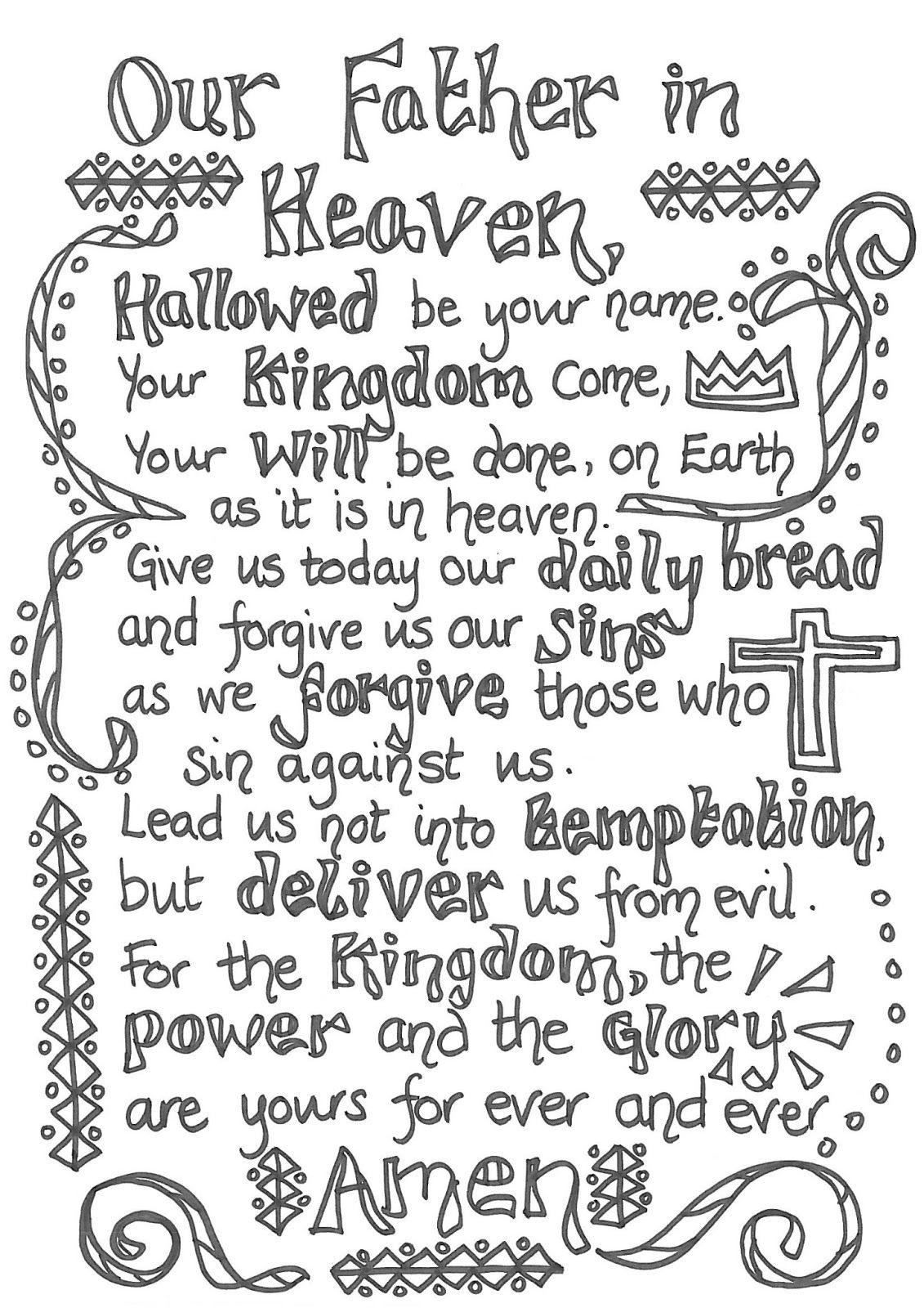 Free Printable Lord's Prayer Coloring Pages Printable Word Searches