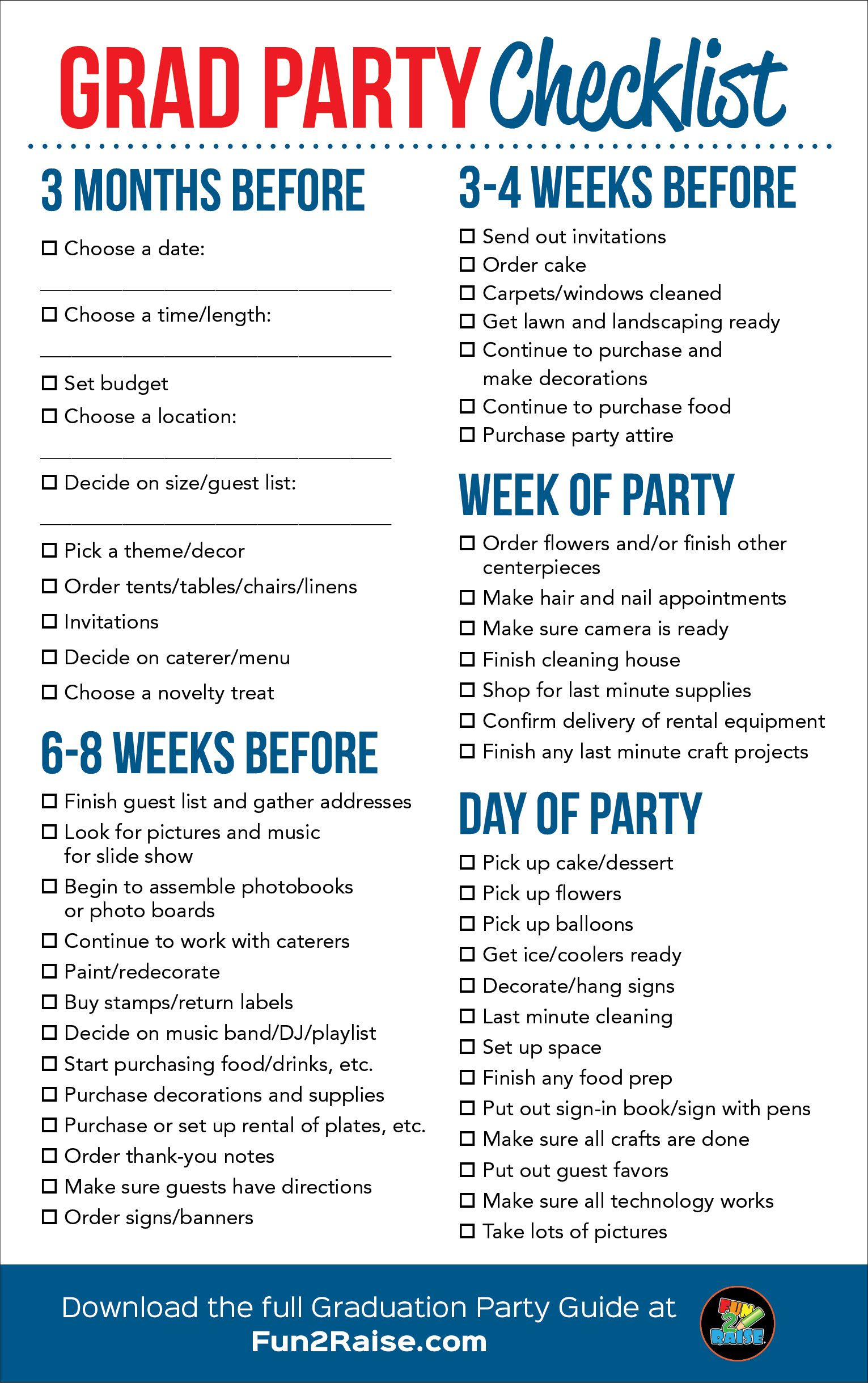 The Perfect Grad Party Checklist! For More Helpful Tips On Planning - Free Printable Graduation Party Games