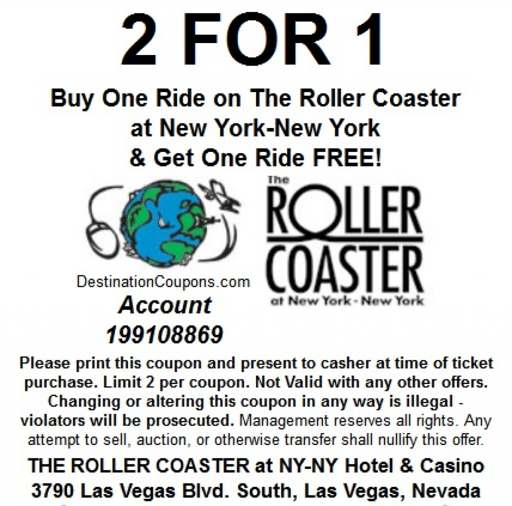 The Roller Coaster At New York New York: Two For One Coupon - Just - Free Printable Las Vegas Coupons 2014