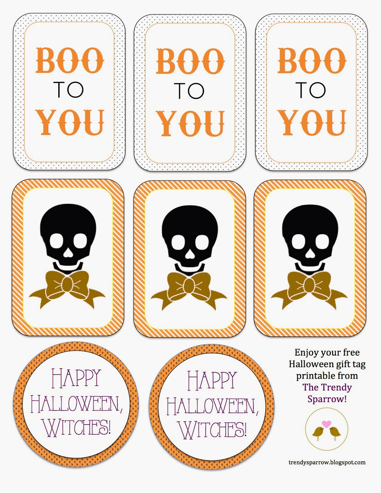The Trendy Sparrow: Free Printable: Halloween Gift Tags - Free Printable Goodie Bag Tags
