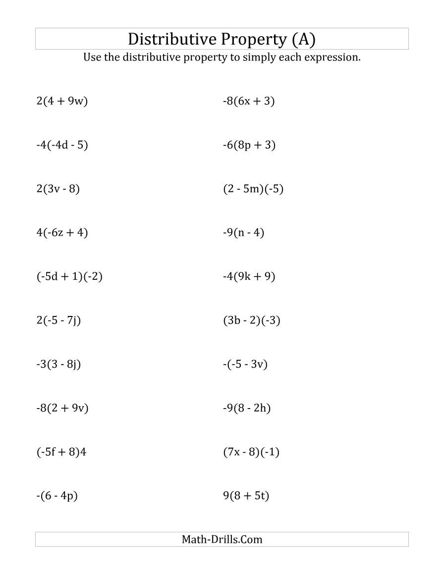 The Using The Distributive Property (Answers Do Not Include - Free Printable Distributive Property Worksheets