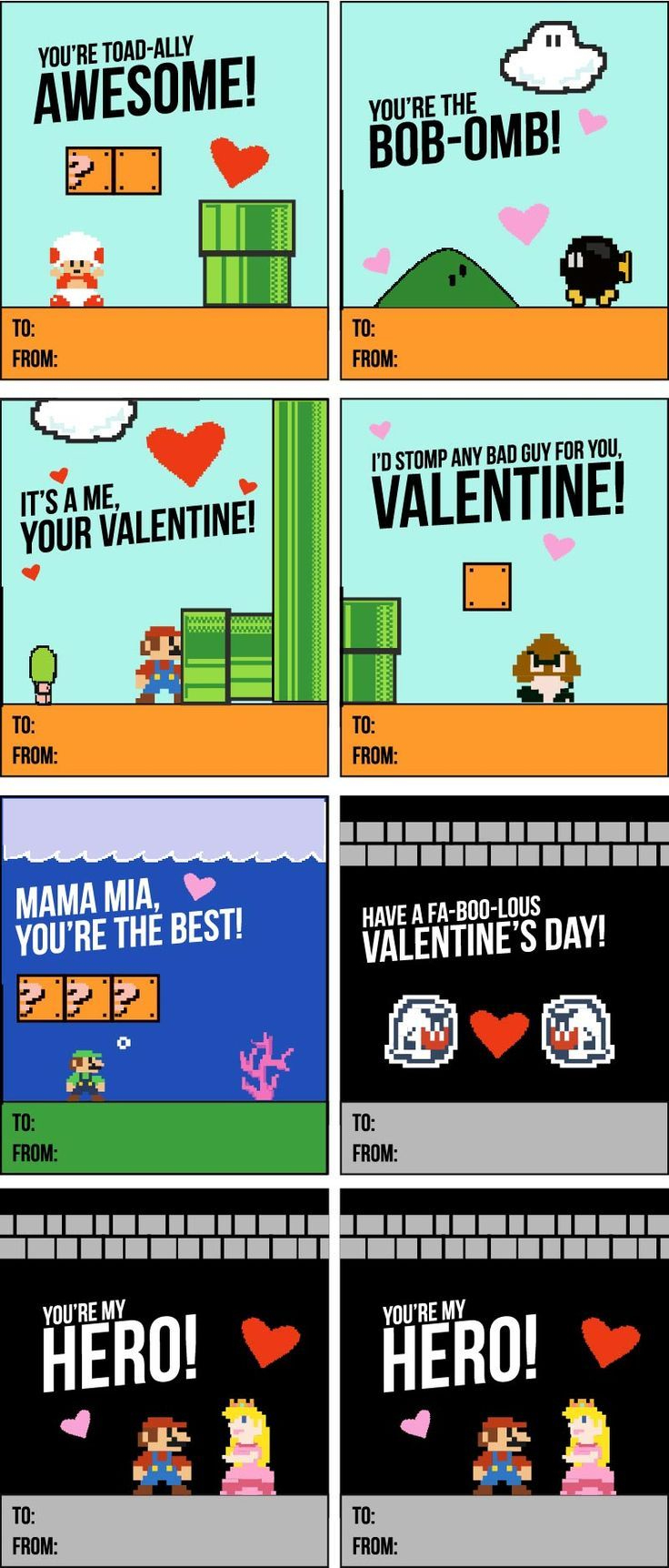 These Super Mario Valentines Printables Are Guarenteed To Be The - Free Printable School Valentines Cards