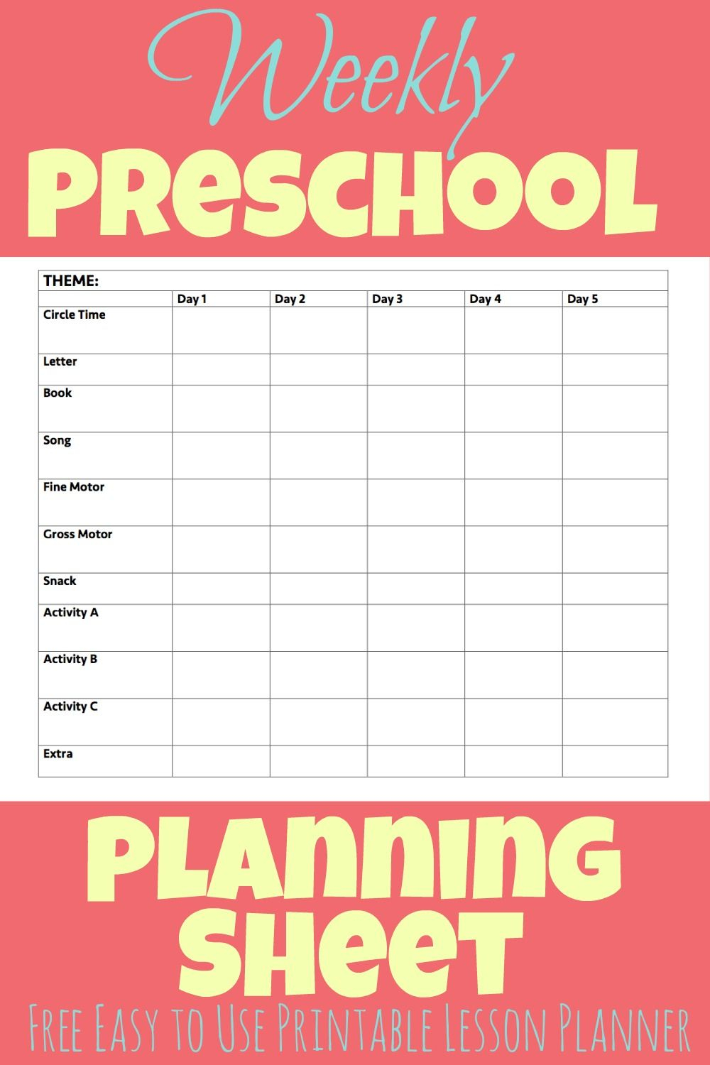 This Free Printable Preschool Week Lesson Planner Makes Planning - Free Printable Preschool Lesson Plans
