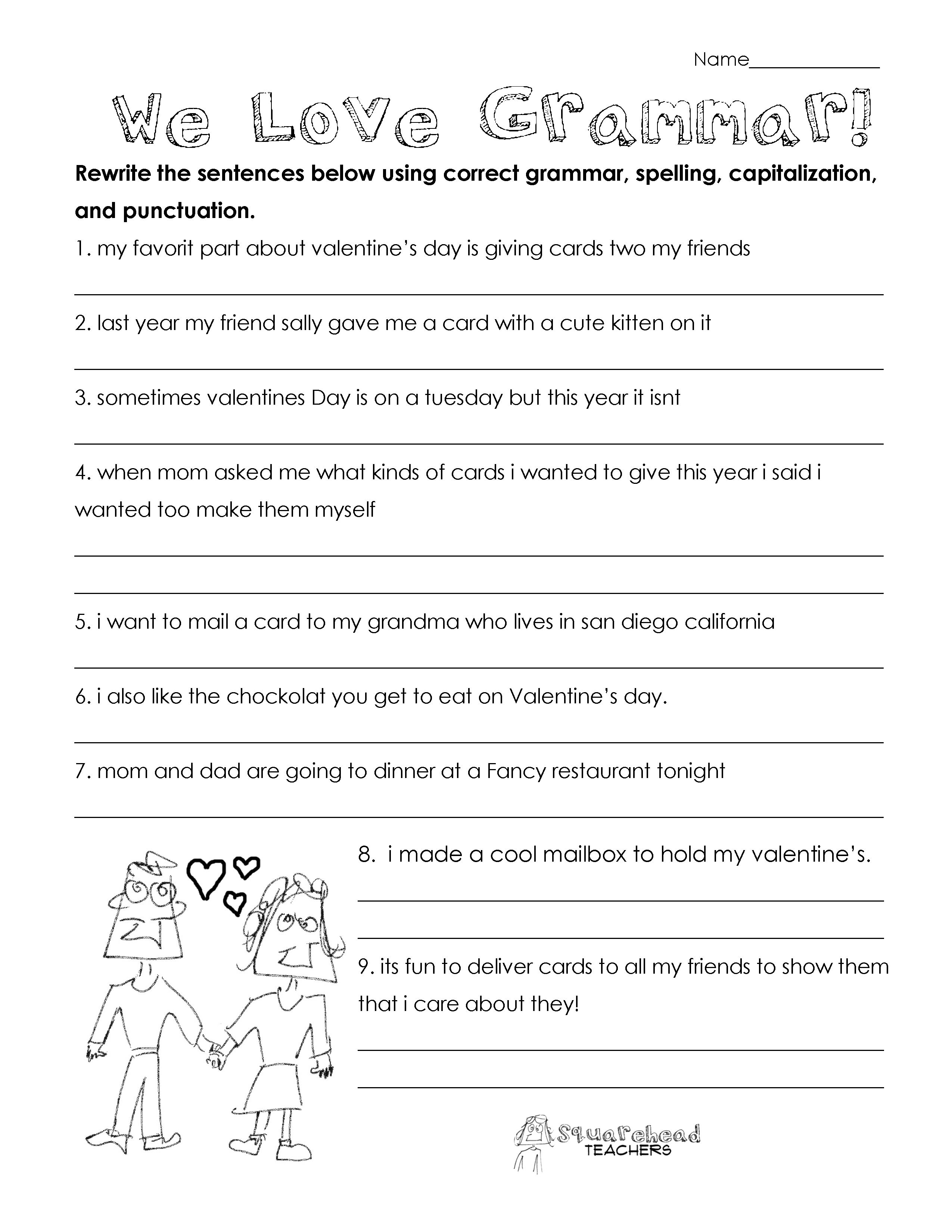 This Grammar Practice Worksheet Seems A Bit Too Tough For The - Free Printable Third Grade Grammar Worksheets