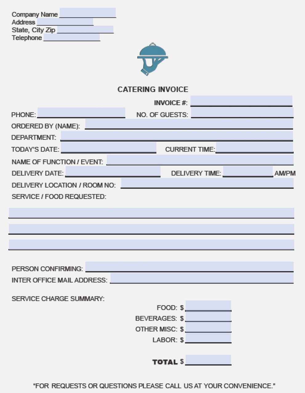 This Is How Free Catering | Invoice And Resume Template Ideas - Free Printable Catering Invoice Template