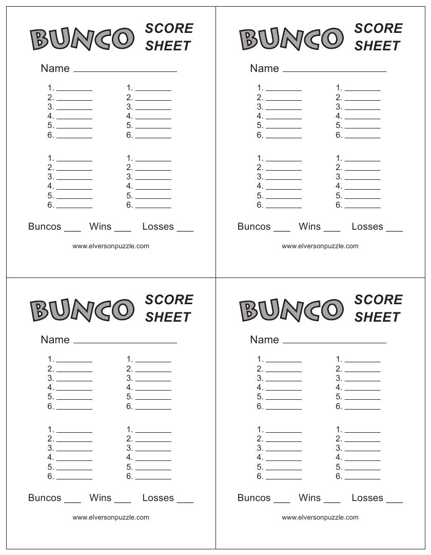 This Is The Bunco Score Sheet Download Page. You Can Free Download - Free Printable Bunco Game Sheets
