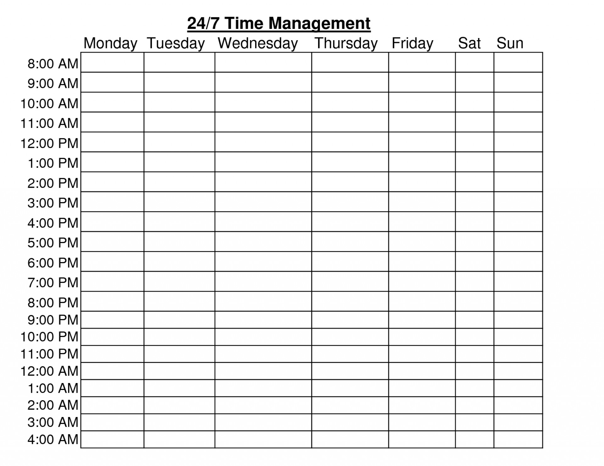 Time Table Format Pdf Schedule Template Free Planner Download Daily - Time Management Forms Free Printable