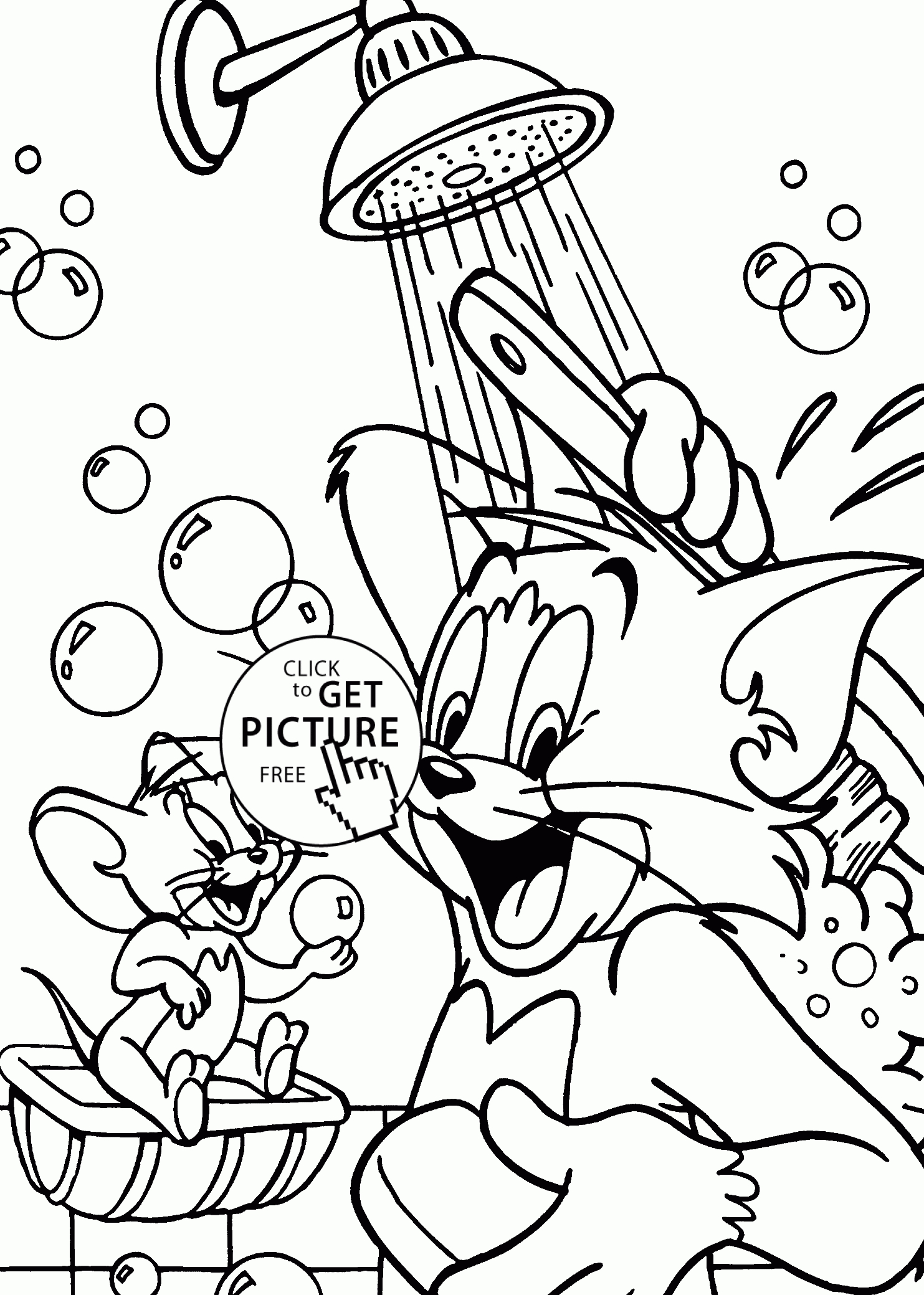 Tom And Jerry Shower Coloring Pages For Kids, Printable Free - Free Printable Tom And Jerry Coloring Pages