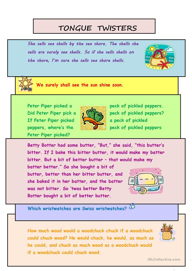 Tongue Twisters Worksheet - Free Esl Printable Worksheets Made - Free Printable Tongue Twisters