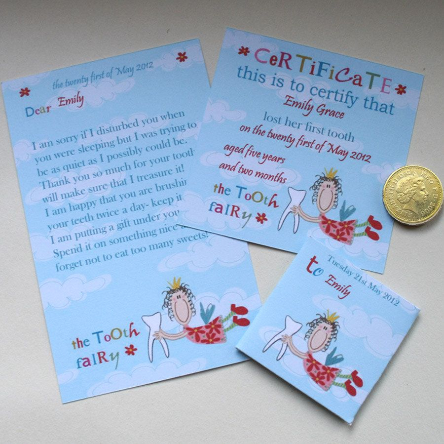 Tooth Fairy Kit- Certificate Letter Envelope- Flying Fairy - Free Printable Tooth Fairy Letter And Envelope