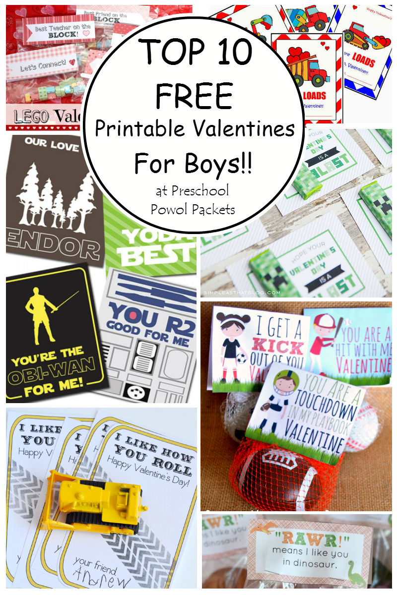 Top 10 {Free} Printable Valentines Cards For Boys! | Preschool Powol - Free Printable Valentines For Kids